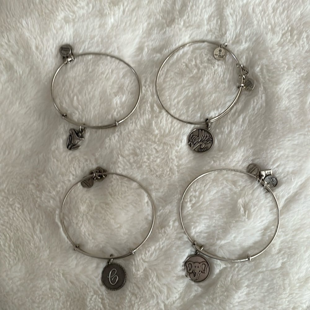 Alex and Ani set of 4 silver tone bracelets